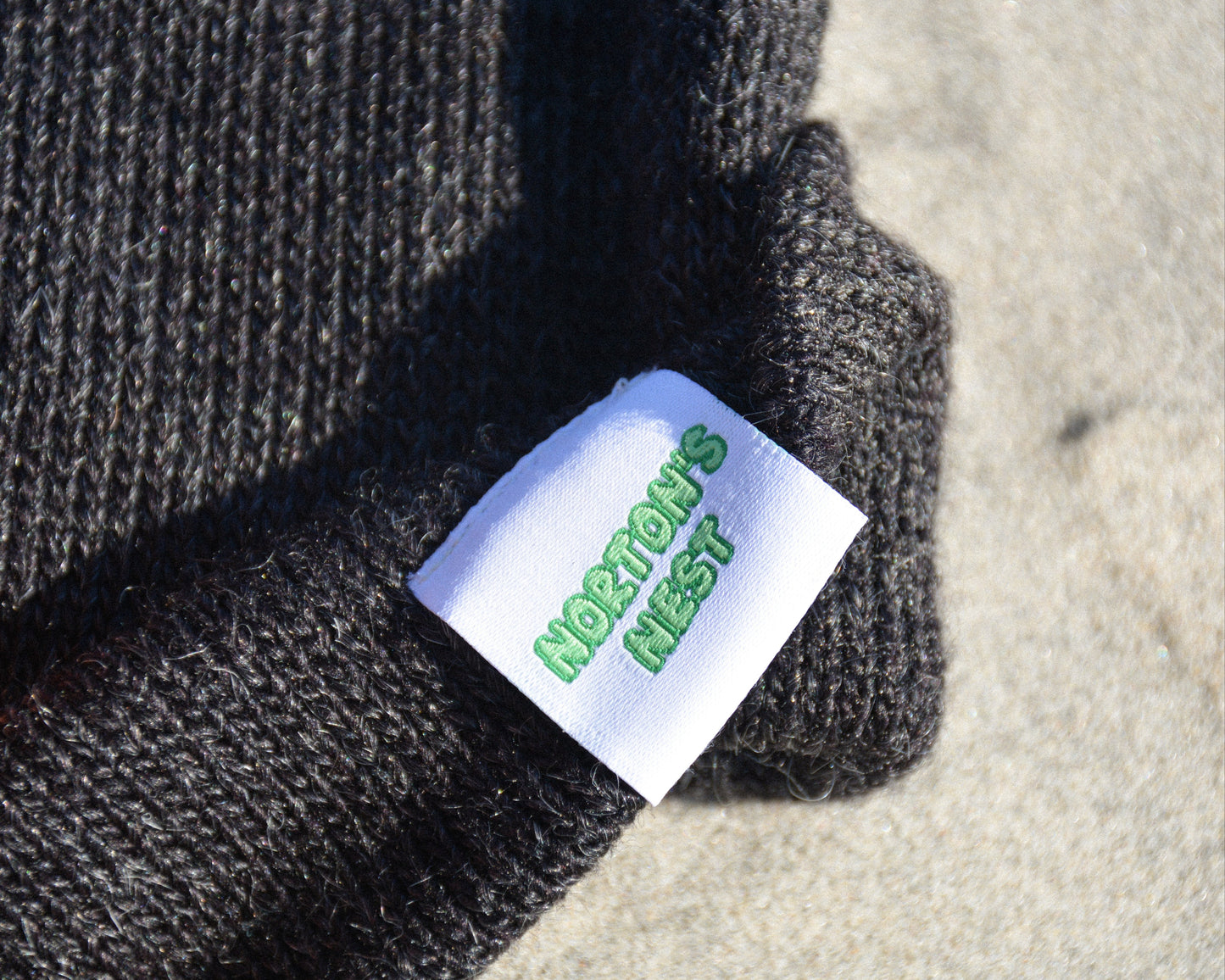 nortons-nest-black-beanie-hat-apparel-clothes-merch-hermit-crab-janie-groeling-pets-pet-supplies-beach-apparel-coastal-clothes