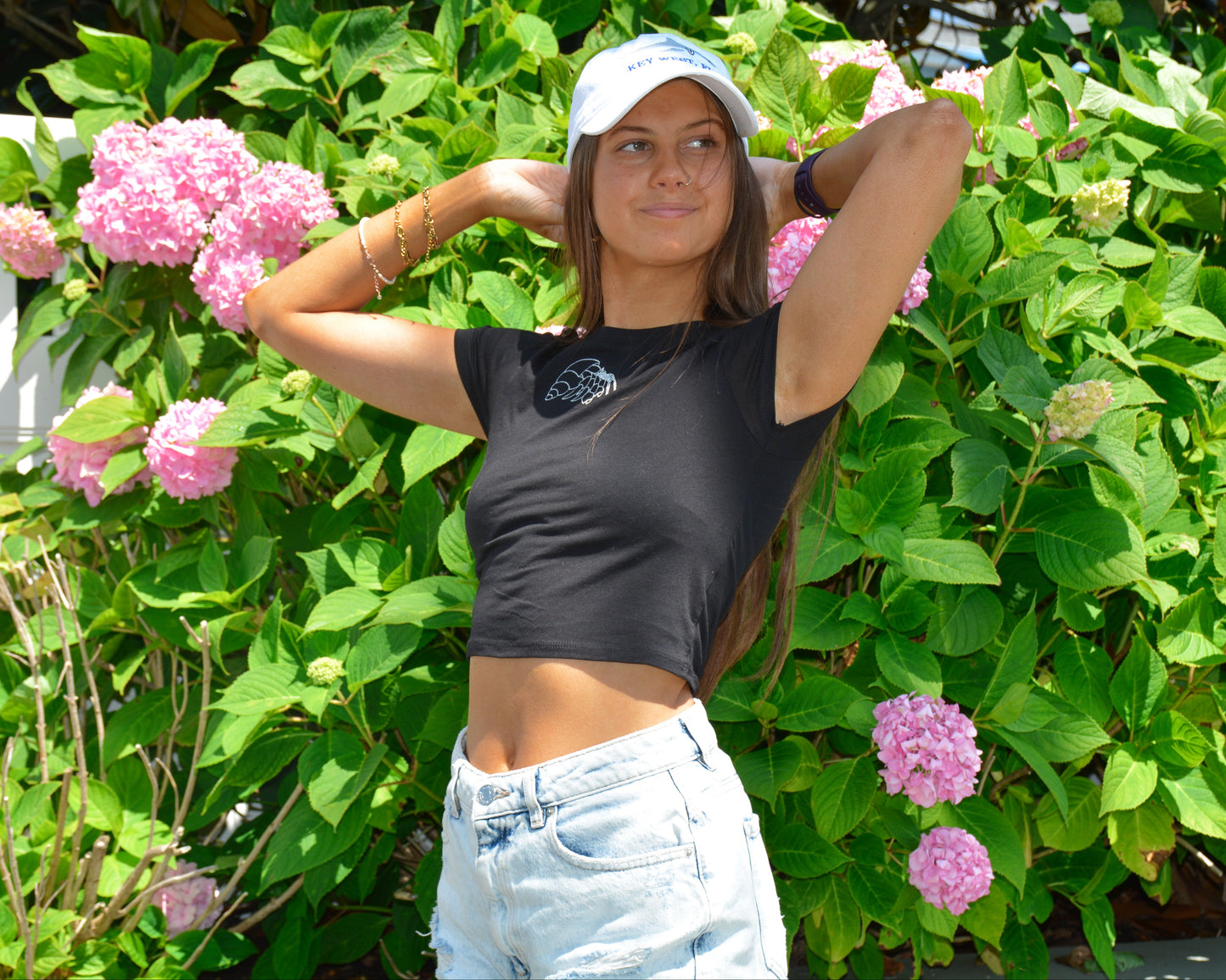 nortons-nest-janie-tee-shirt-top-baby-tee-cropped-hermit-crab-embroidered-shirt-white-black-navy-coastal-apparel-pet-supplies-janie-groeling-reptiles-crab-beach-clothes