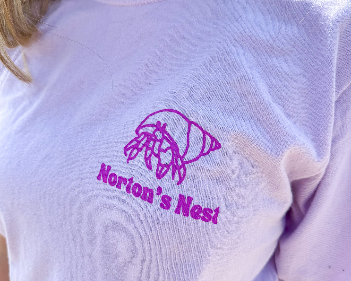 nortons-nest-we-live-50-years-hermit-crab-tee-shirt-top-merch-clothing-janie-groeling-purple