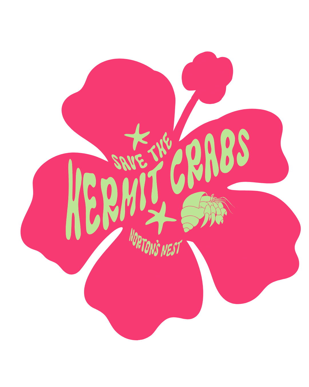 save the hermit crabs pink hibiscus flower sticker nortons nest