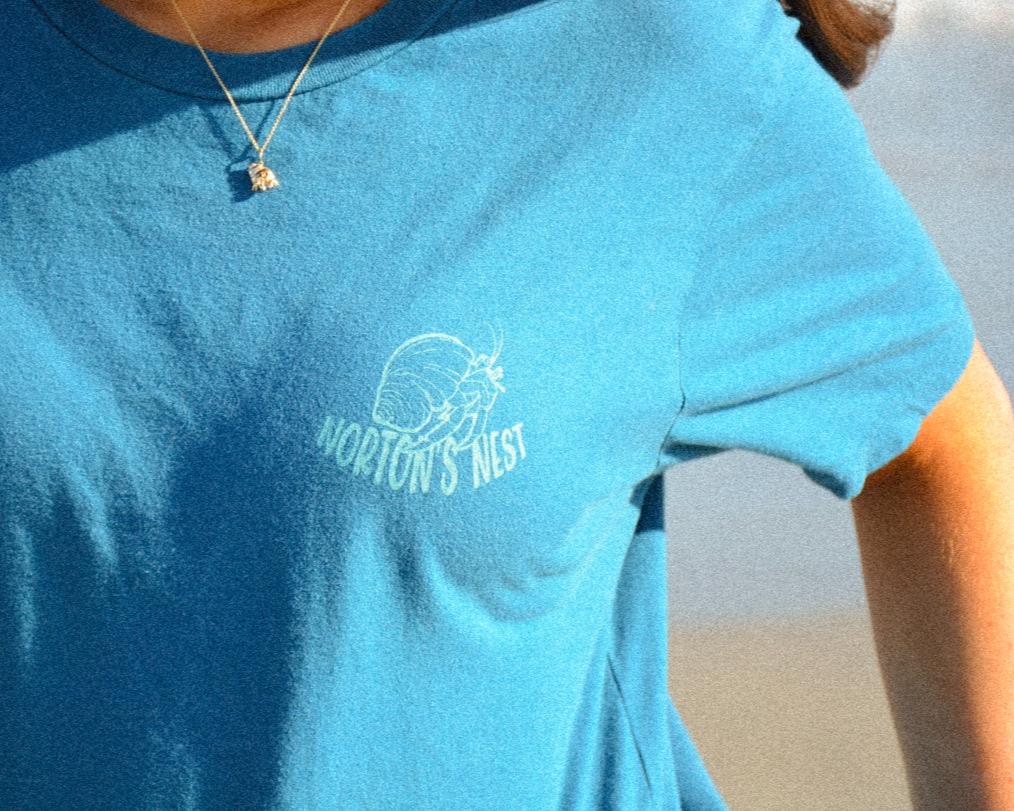 nortons-nest-hammock-dark-blue-tee-shirt-top-hermit-crab-pet-supplies-janie-groeling-unisex-top