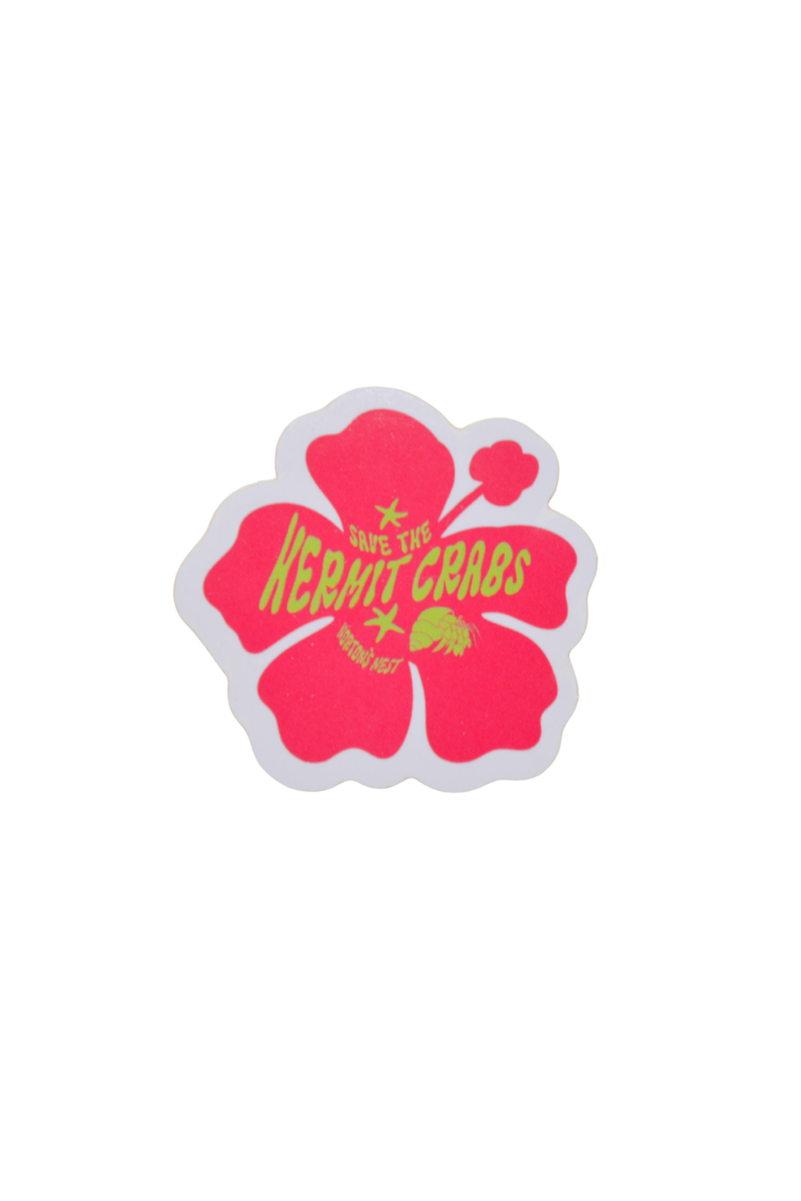 save the hermit crabs pink hibiscus flower sticker nortons nest
