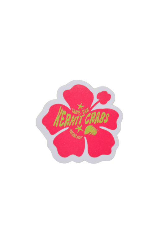 save the hermit crabs pink hibiscus flower sticker nortons nest